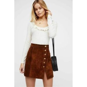 XS Free People Understated Genuine Leather Skirt NWOT